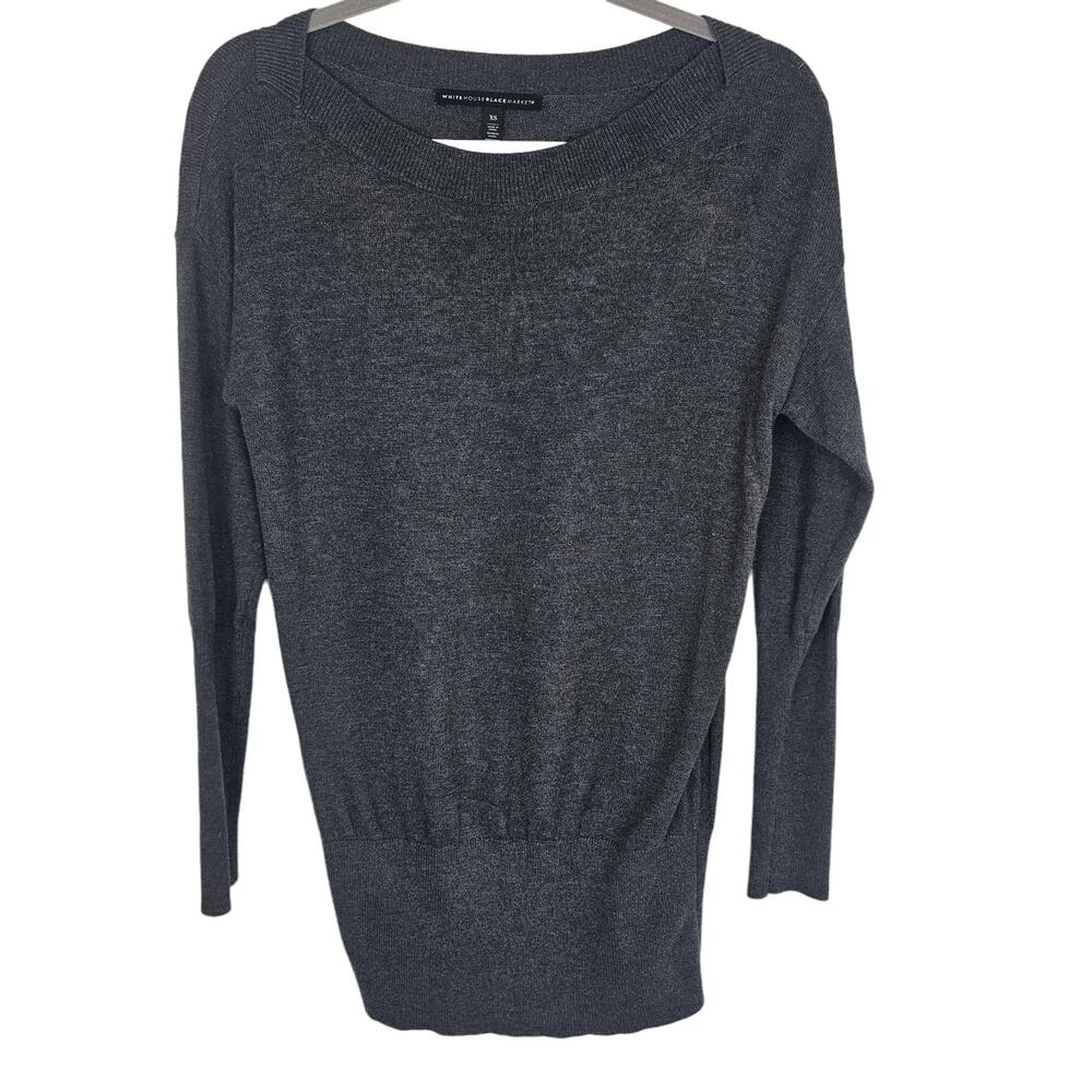 White House Black Market Sweater Knit Sweater Women XS Gray Boat Neck Sweater